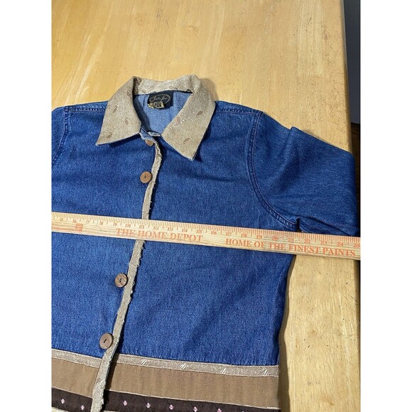 Allure Womens Jean Jacket Light Denim Vibrant Embellished on Back SZ M 21pit2pit - Picture 5 of 6